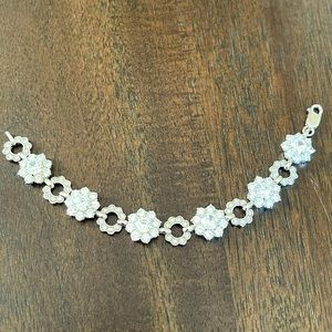 Simulated Diamond Flower Station Bracelet